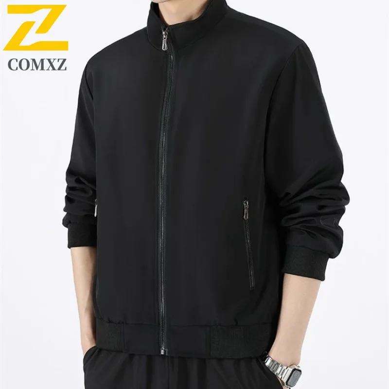 

COMXZ 2025 Men Spring Baseball Collar Windbreaker Waterproof Windproof Korean Style Casual Outdoor Sport Solid Color Lightweight