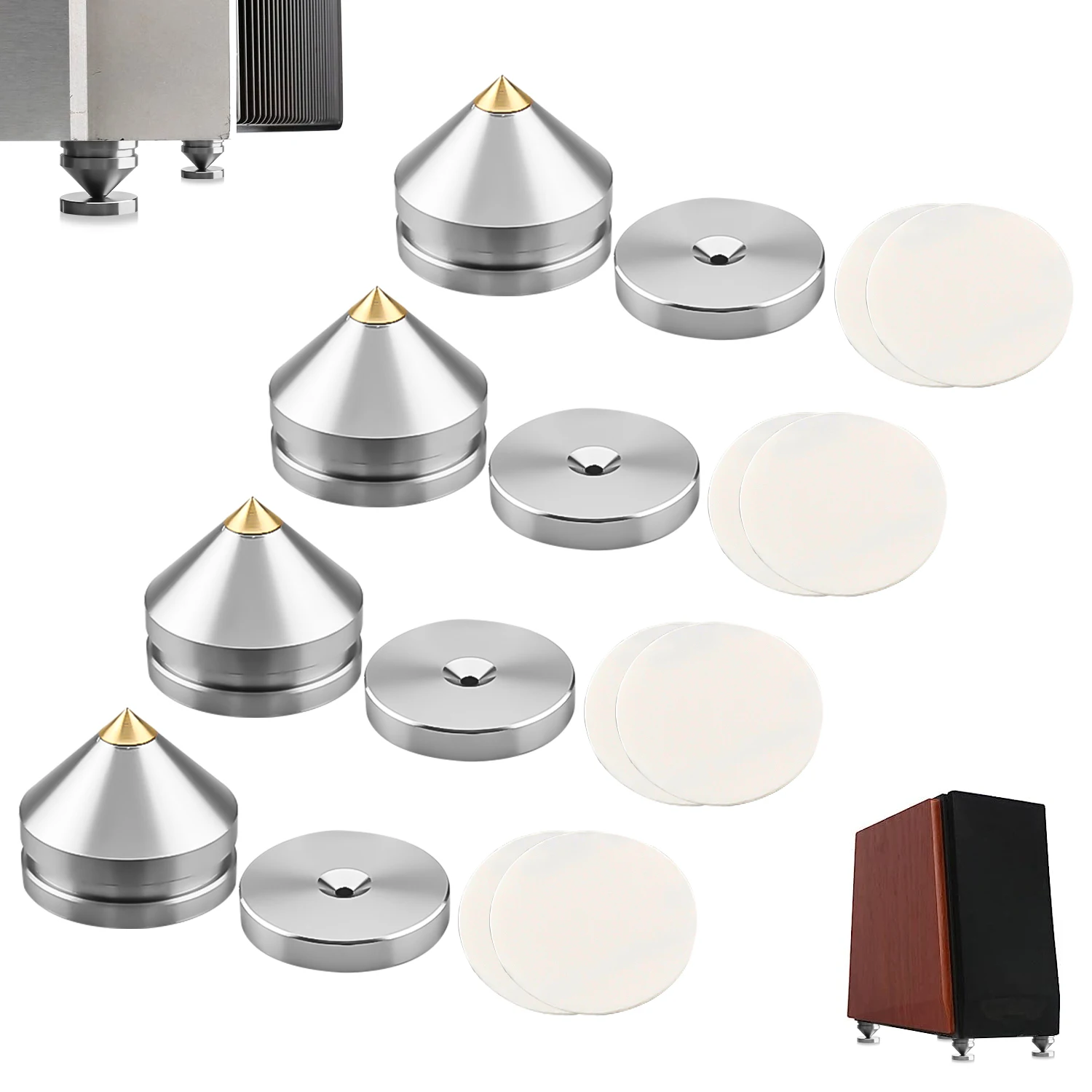 Audiocrast FT2023 4/8Sets speaker Stand Feet Foot Pad aluminium alloy metal Spikes Cone Floor Foot Nail M23*20