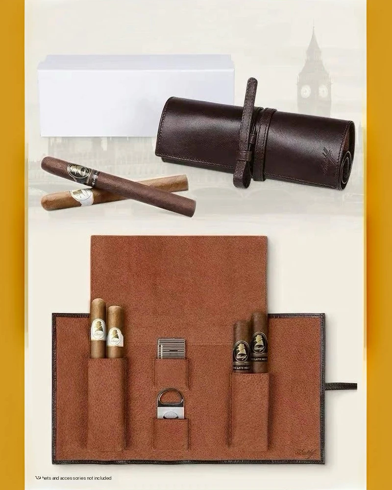 

Cigar Leather Bag - Imported Top-Grade Cowhide Bag, Portable And Bundled Cigar Leather Bag.