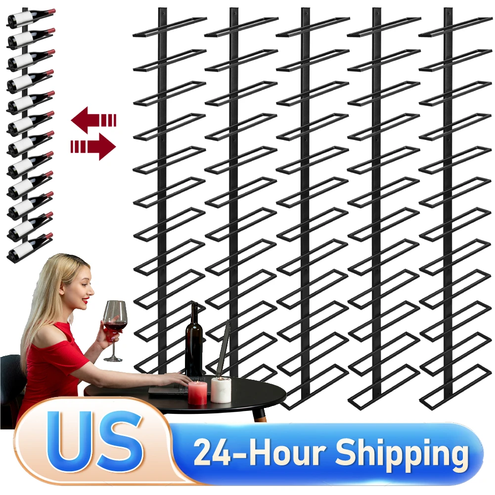 

5 Pack Wall Mounted Wine Rack for 60 Wine Bottles Wine Bottle Storage Display Holder Fit for Kitchen Dining Room Bar Wine Cellar
