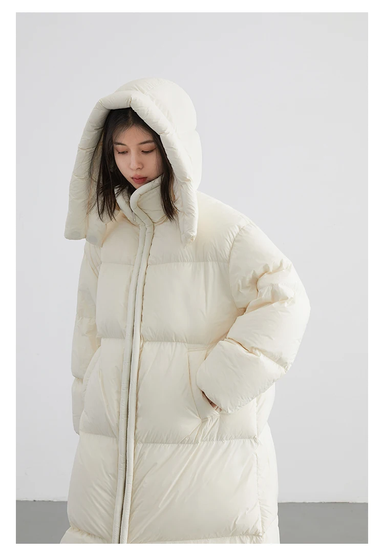 CHIC VEN Women Long Down Coats Hooked Loose New Solid Woman Down Jacket Thick Soft Warm Female Overcoat Autumn Winter 2025