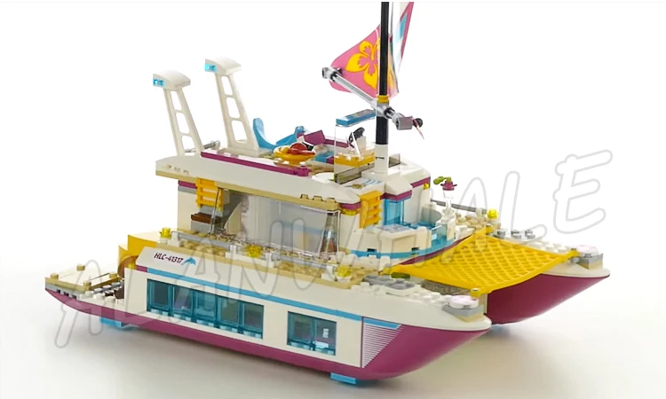 614 Stück Friends Sunshine Catamaran Yacht Sea Ship Boat 10760 Modellbausteine Spielzeug für kleine Mädchen, kompatibel mit