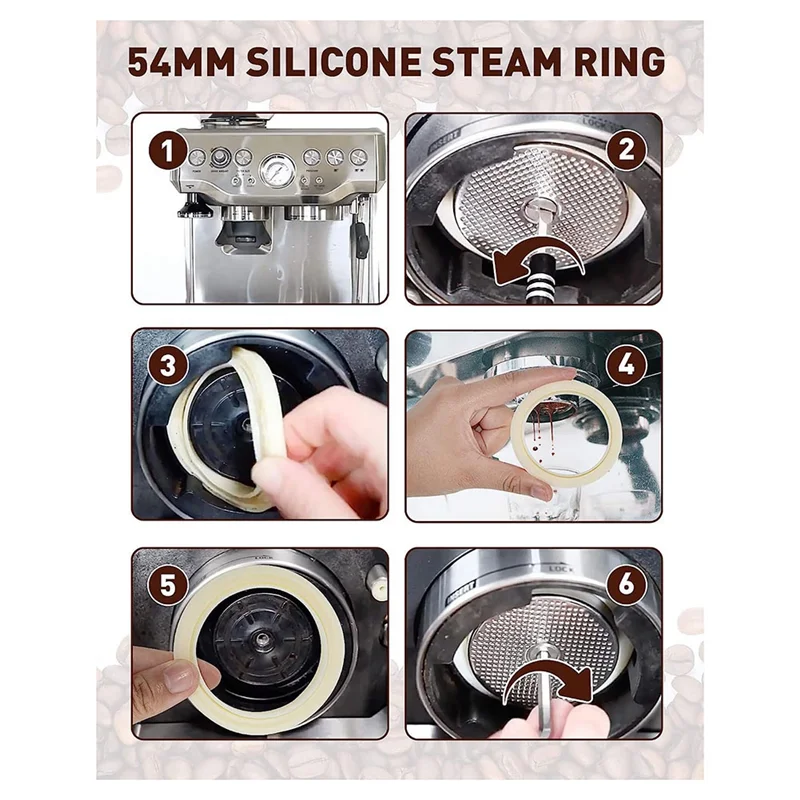 حشية متينة مكونة من 5 قطع من جل السيليكا باللون البيج والأصفر لآلة إسبريسو بريفيل 878/870/860/840/810/500/450/ المريمية 500/870/875/880/8