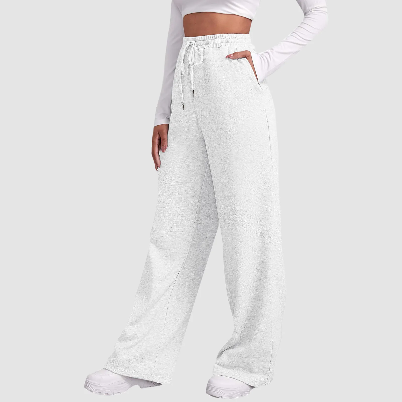 Women\'S Clothing Promotion Women’S Fleece Lined Sweatpants Wide Straight Leg Pants Bottom Sweatpants Joggers Pants Workout 바지