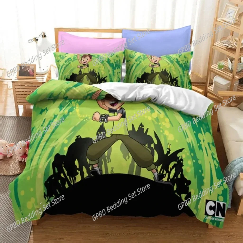 3D Ben Alien Force 10 Teenage Hacker Bedding Set Double Twin King Duvet Cover Comforter Pillowcase Boys Girls Adults Bedroom