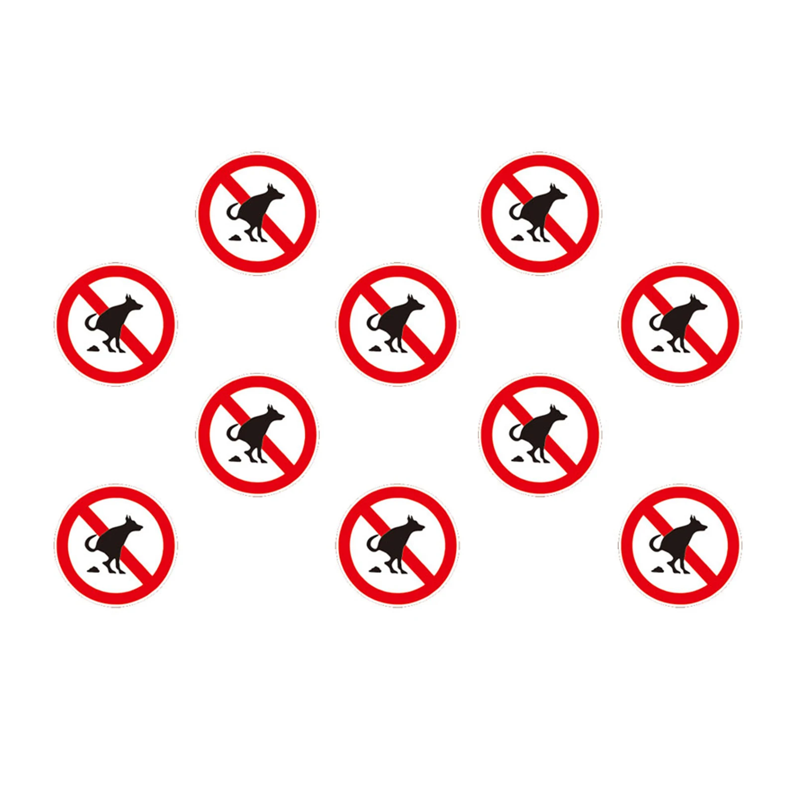 10pcs Waterproof Decal Stickers No Pet Pooping Sign Funny Prohibitory Traffic Safety Sign For Cars Tables Bumpers Caravans