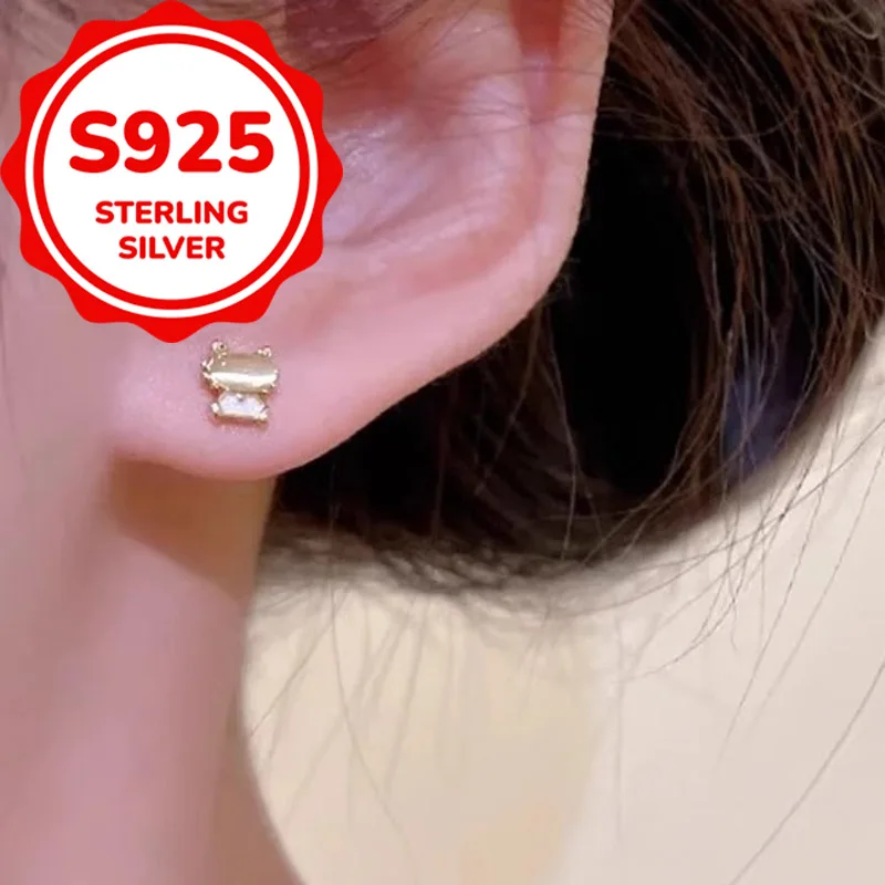 925 Pure Silver Mini Adorable Lightweight Luxury Style Cat Ear Studs - Simple, Versatile, Daily Elegant Earrings