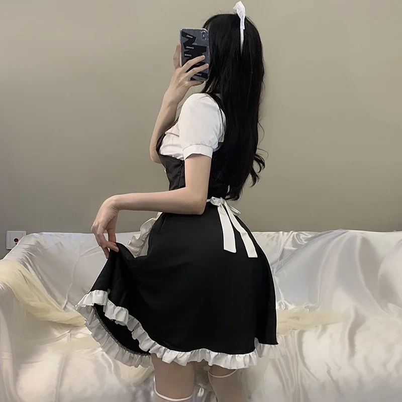 Sweet cute maid dress cosplay costume women apron maid dress uniform Japanese Lolita theme party stage performance clothing hot