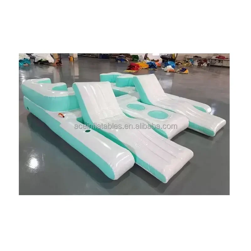 Hot sale custom size 6 person inflatable sofa Lake & River Seated dock Water Lounge Raft Inflatable Floating Island