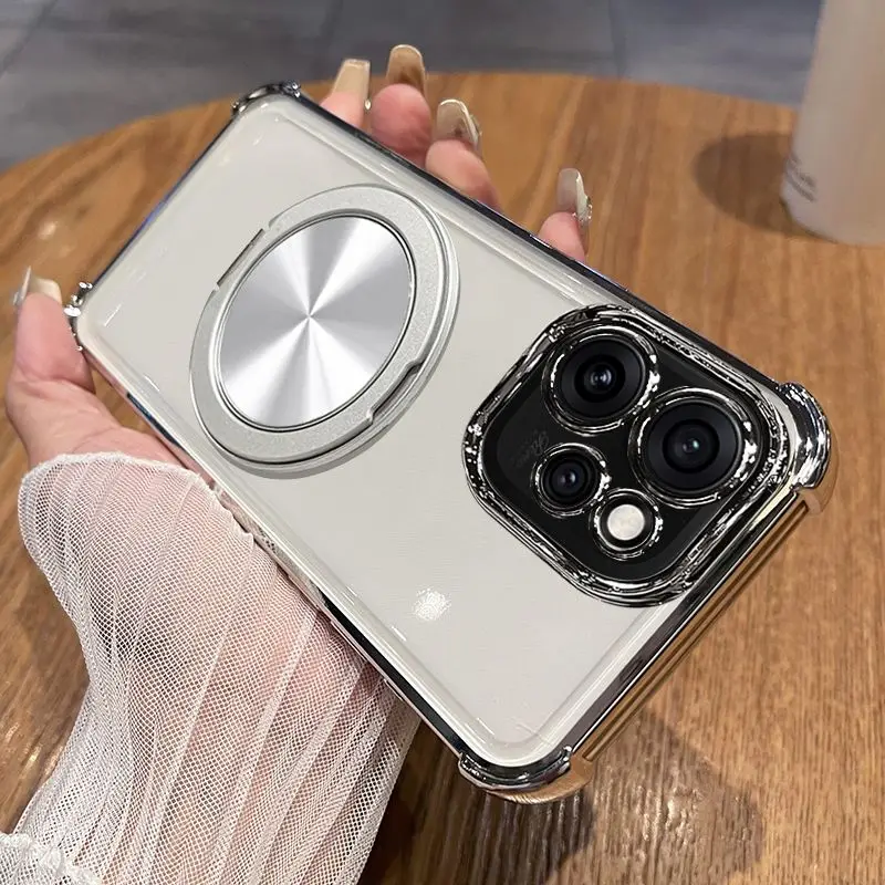 حافظة لهاتف OPPO Reno 15 14 pro غطاء دعامة دوارة من السيليكون المطلي الفاخر لهاتف OPPO Reno15 pro ممتص للصدمات Funda #2