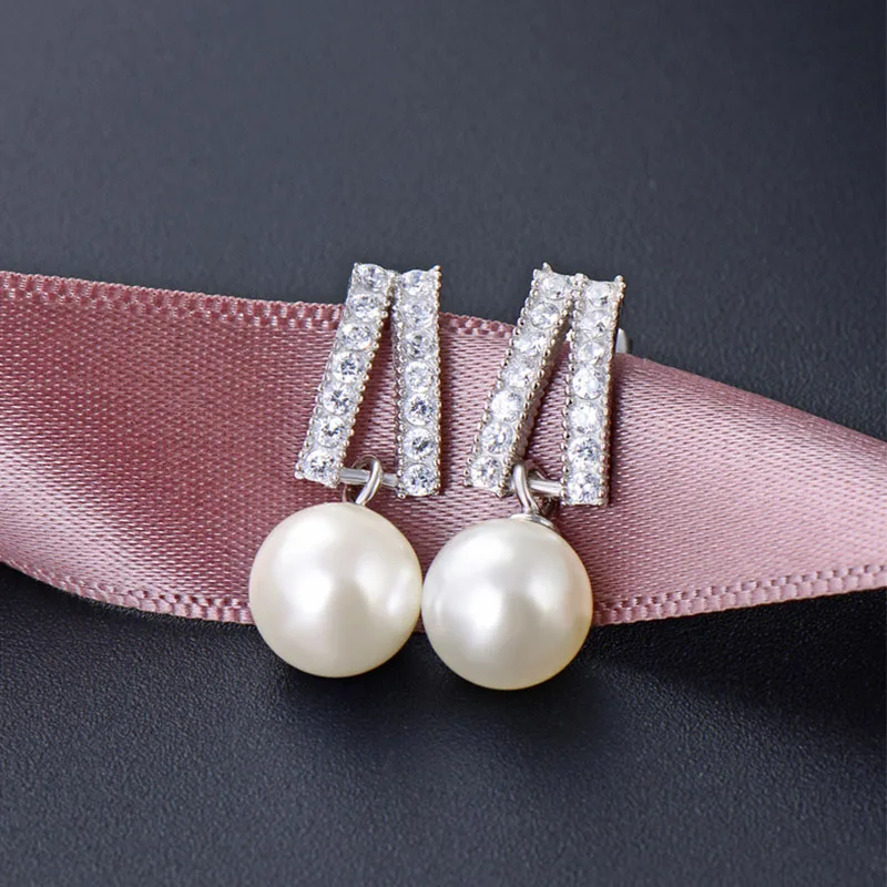 MADALENA SARARA AAA 8mm Freshwater Pearl S925 Sterling Silver Letter Simple Pop Earrings Customizable