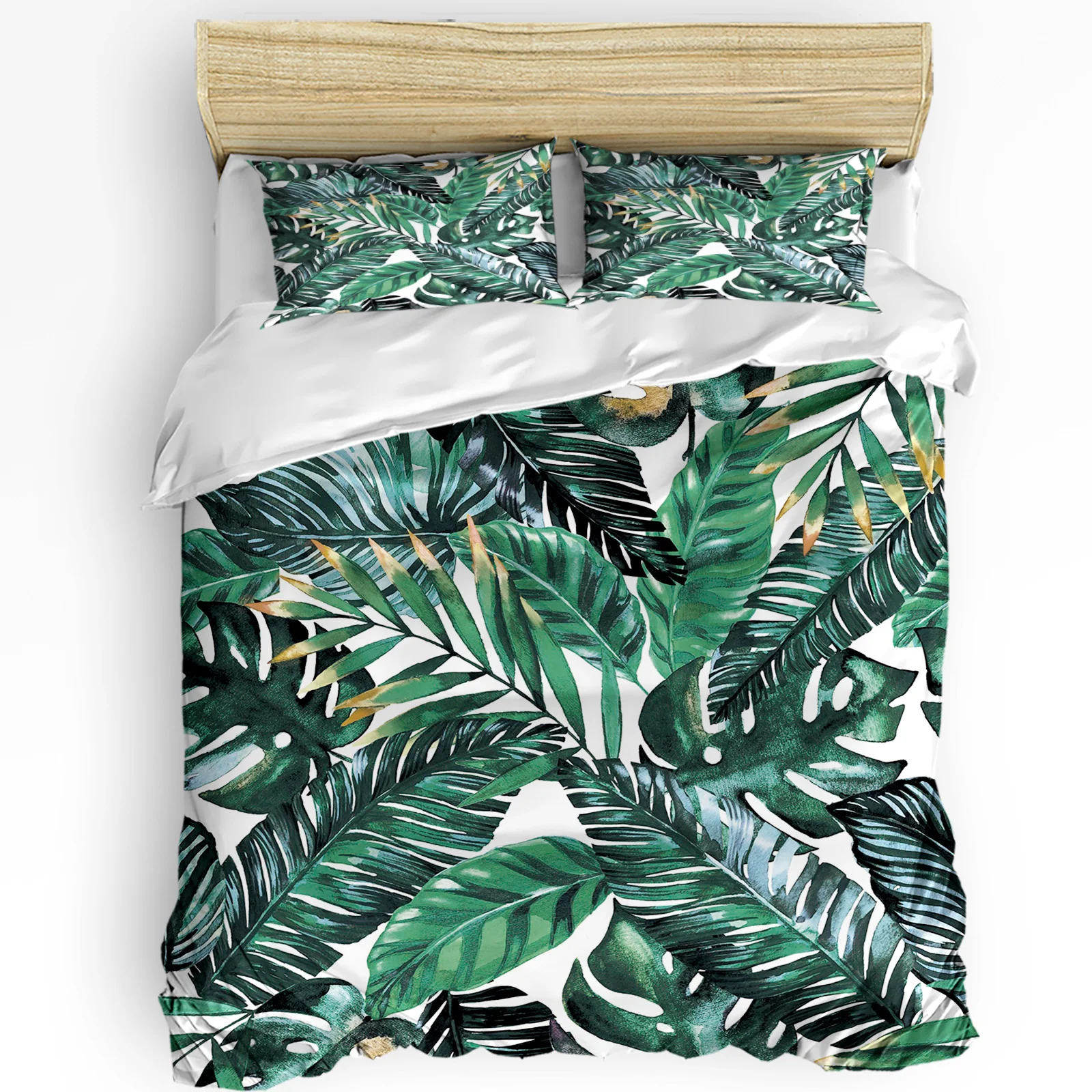 Tropical Plant Banana Leaf Green Duvet Cover with Pillow Case Custom 3pcs Bedding Set Quilt Cover Double Bed Home Textile