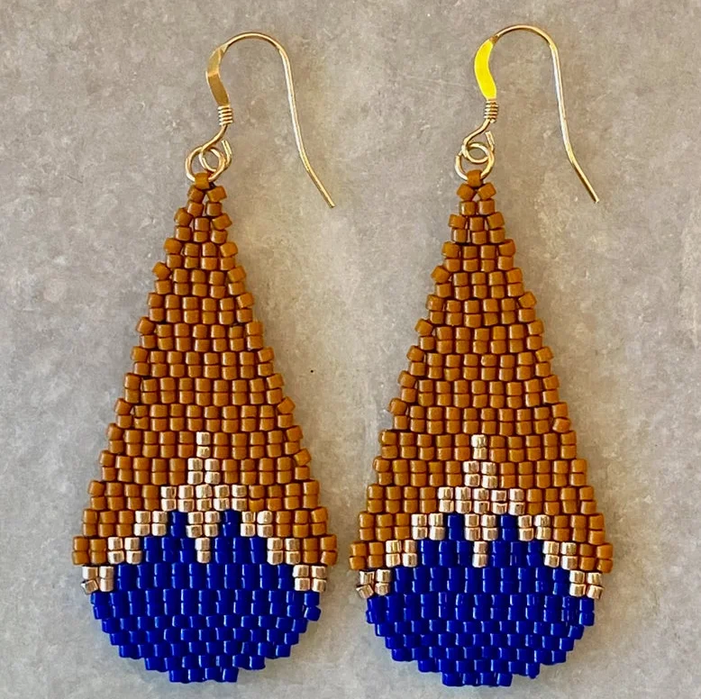 Beaded earrings Water drop "Colorful" Hand-woven Alloy Trend Simple Bohemia female Original Rice bead earrings
