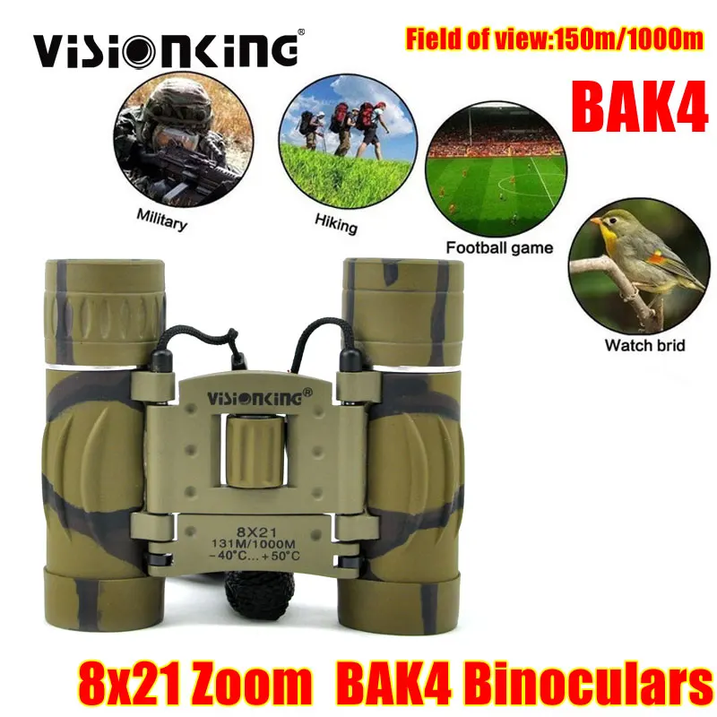 Visionking Children 8x21 Porro Binoculars Camouflage Bak4 HD Fixed Focus Long Range MC Outdoor Camping Travelling Kids Telescope