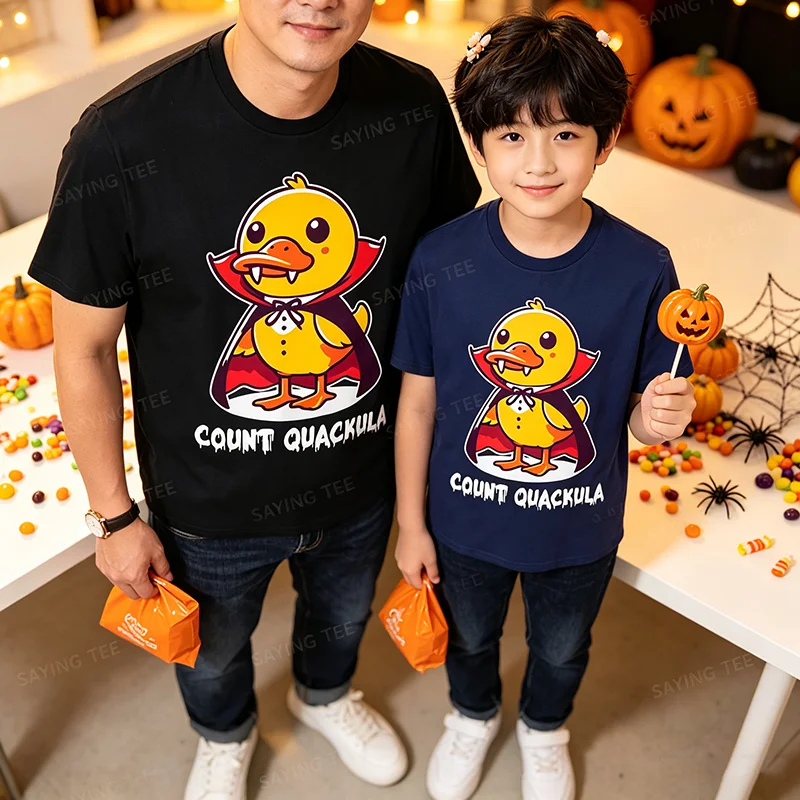 Count Quackula Funny Duck Halloween Costume T-Shirt, Y2k Duckling Trick or Treat Graphic Horror Aesthetic Clothes Boys Fashion