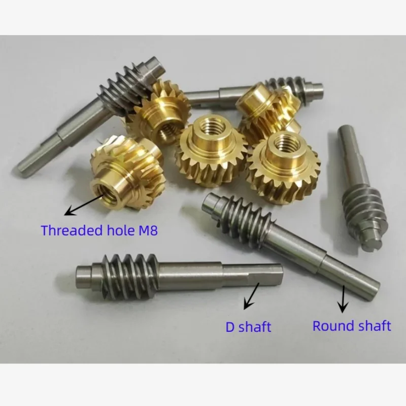 1M Copper Worm Gear + Stainless Steel Double-headed Worm 1:10 Self-locking Motor Accessories Gear