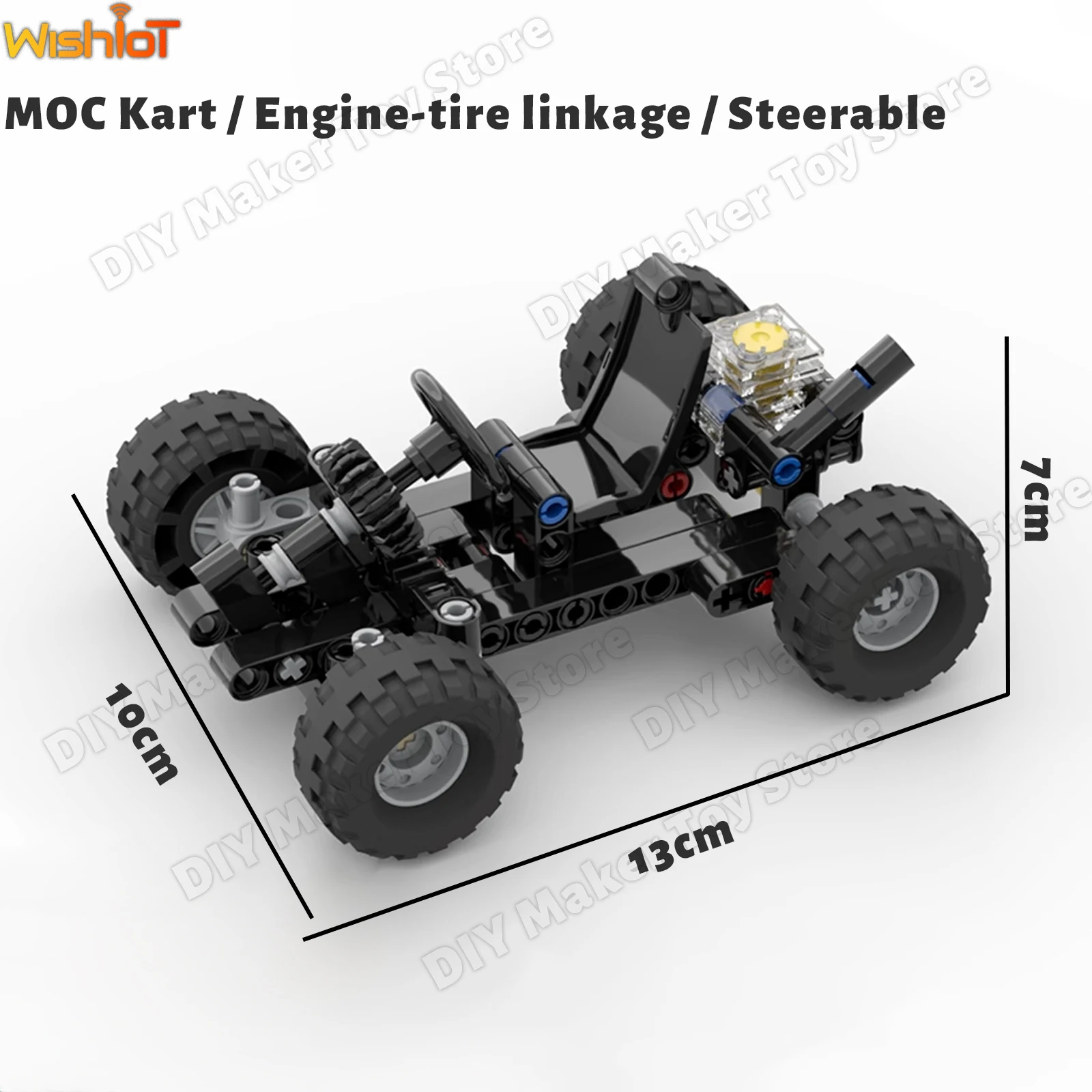 

MOC Horizontal Bar Kart Building Blocks Steering Kart Mini Car Model Engine Tire Linkage Kids STEM Education Boys Creative Gifts
