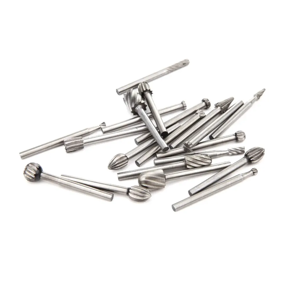 20pcs 3mm Wood Drill Bit Nozzles for Dremel Attachments HSS Stainless Steel Wood Carving Tools Set Woodworking