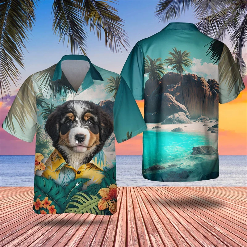 

Animel Dog Shirt Men's Social Daily Summer Shirt 3D Animal Print Short Sleeve Large Informal T-shirt Men's Clothing Breathable