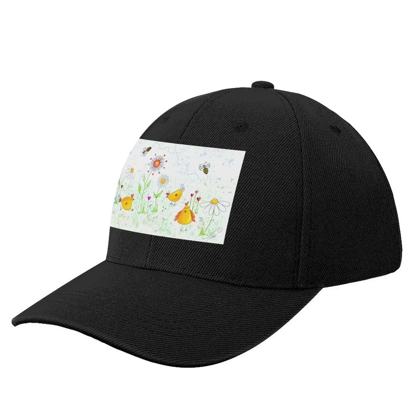 

Chickens illustration happiness bees by Pascale Breton Baseball Cap Hood Golf Hat beach hat Women's Golf Clothing Men's