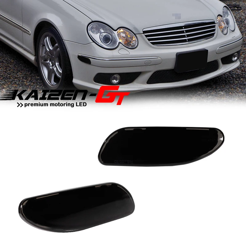 Smoked Lens Front Side Marker Indicator Light Housing Shells For Mercedes Benz C230 C240 C280 C320 C350 C32 AMG, No Bulb /Socket