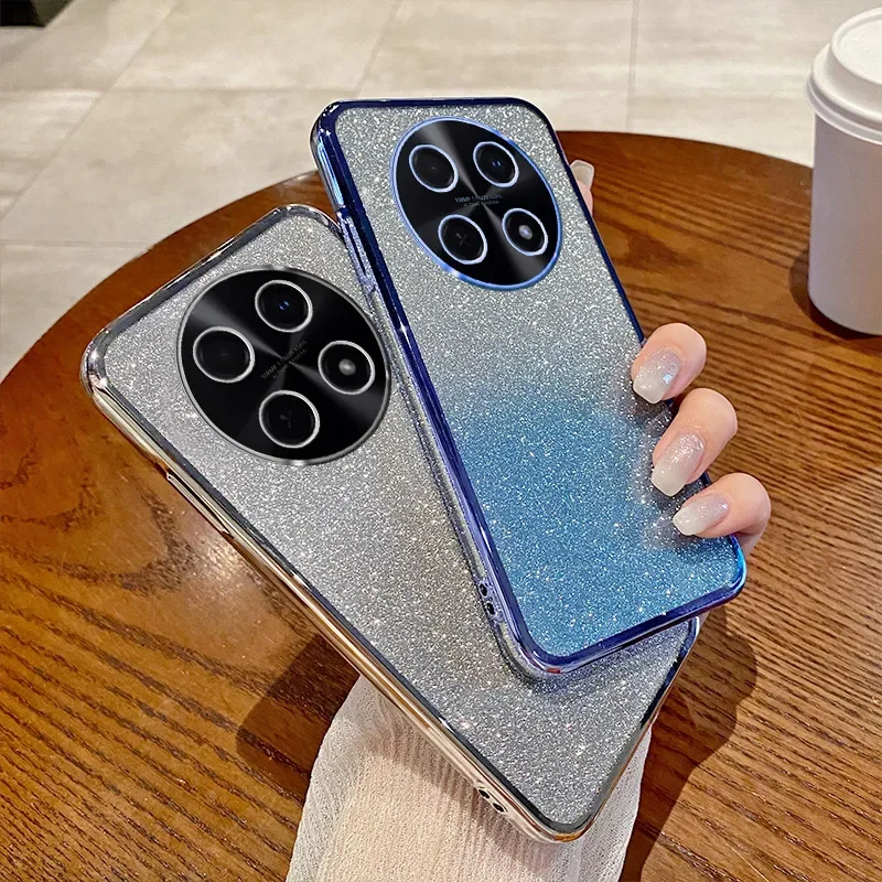 Para huawei nova 12i caso de telefone huawei nova12i 12i luxo galvanizado brilho macio pára-choques claro capa traseira