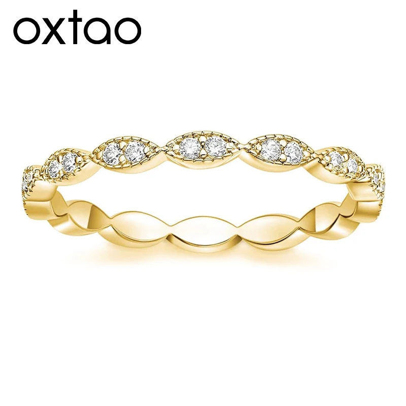 

OXTAO Moissanite Stackable Eternity Ring Real Lab Diamond with Certificate Wedding Anniversary Ring Jewelry Gift D Color VVS1