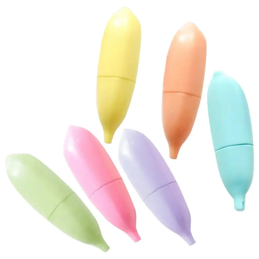 

6 шт. маркеры в форме банана, мини-ручки для рисования, маркеры, закладки, портативные ручки с героями мультфильмов, богатые цвета, прочные пигменты