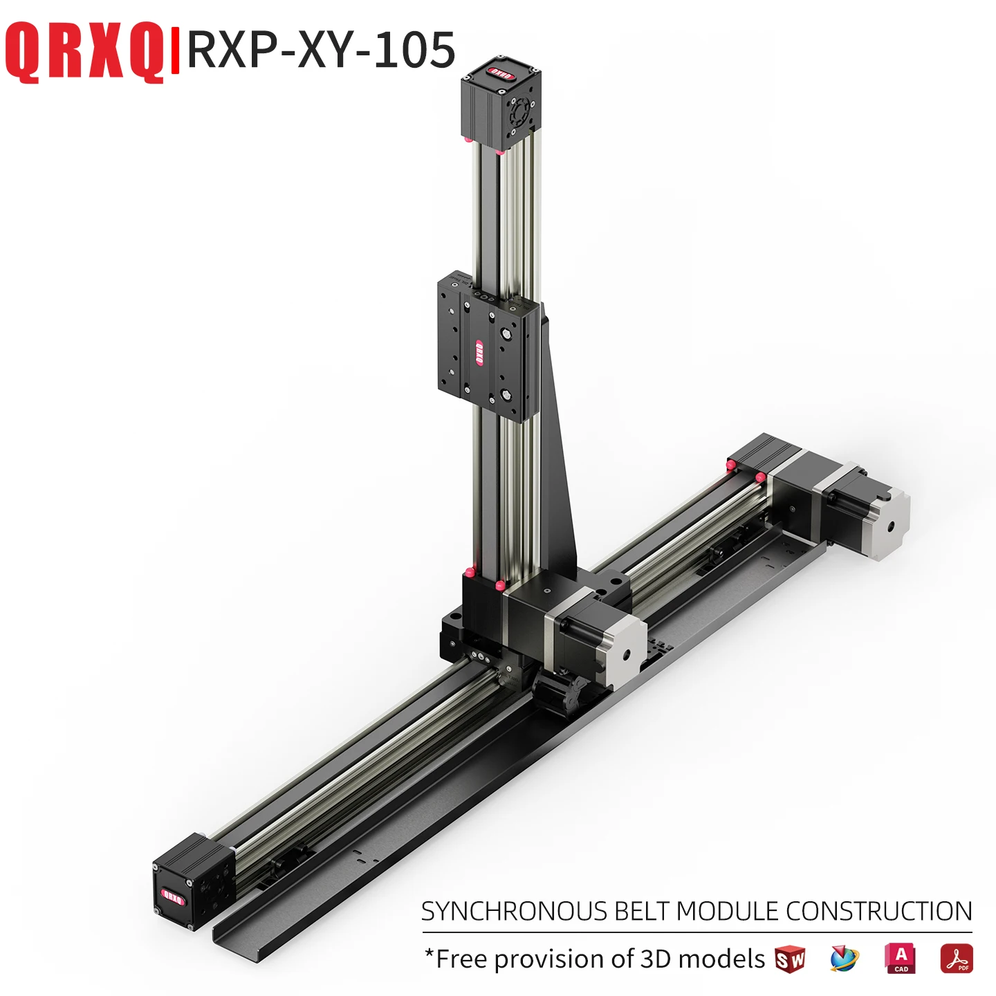 

QRXQ RXP-XY-105 — ось X может быть установлена вертикально. Линейный сборочный модуль с ременным приводом и грузоподъемностью 5 кг.