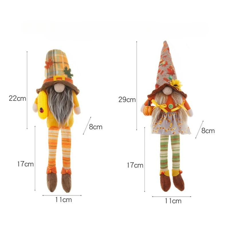 Fall Harvest Festival Thanksgiving Decorations Faceless Old Man Long Legs Dwarf Doll Hugging Corn Pumpkin Rudolph Ornament