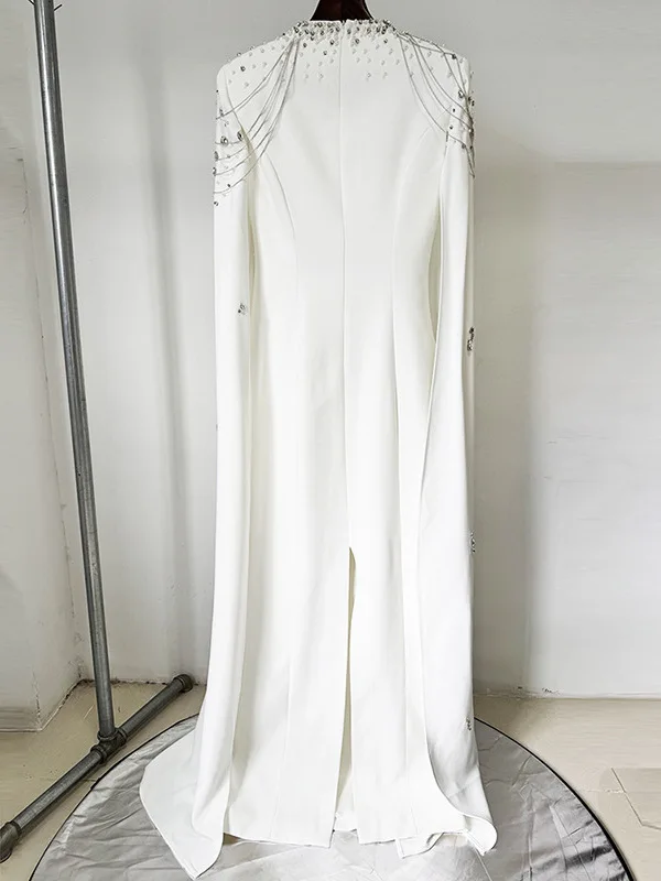 Robe de soirée longue ornée lourde avec poinçon oulder et chaîne pendentif nouveau 2025 Celebri Sle l coton Dr