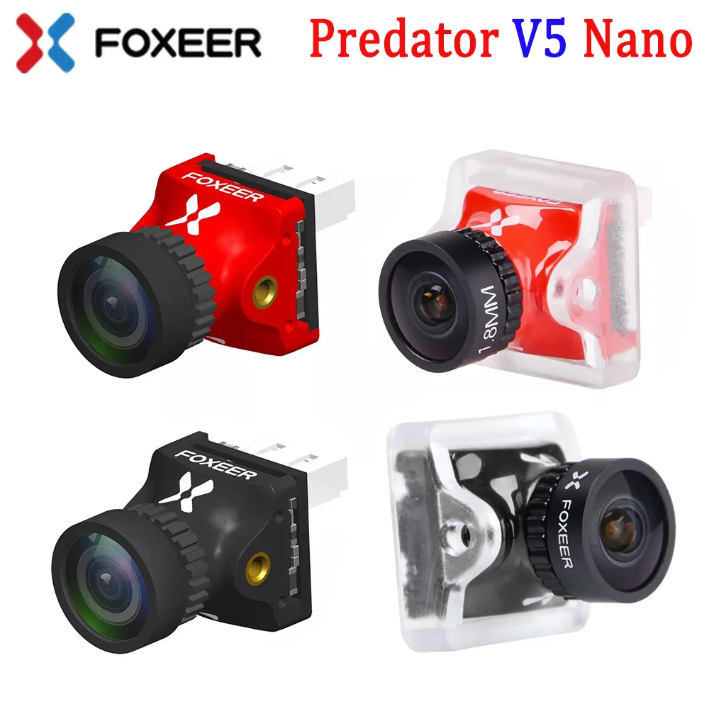 

Камера Foxeer Predator V5 Nano 1000TVL, 1/3 дюйма, CMOS 4:3/16:9, PAL/NTSC, переключаемая, 14*14 мм, FPV, задержка 4 мс, Супер WDR для FPV радиоуправляемого дрона