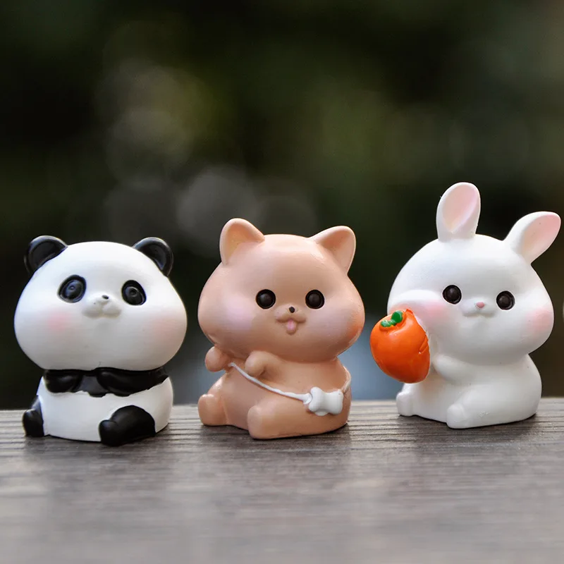 New Cartoon Animal Series Doll Doll Toy Model Cute Tiger Panda Rabbit Chick Pig Doll Mini Desktop Decoration Small Ornaments