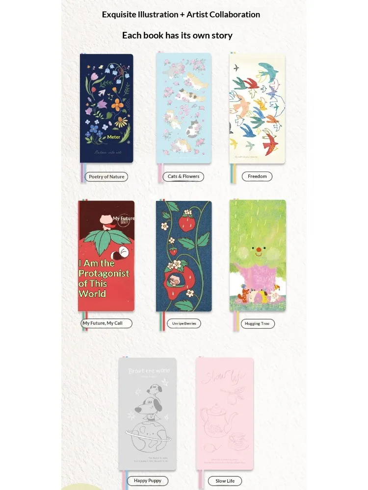 Kinbor Original undatiertes Wochenplaner-Notizbuch, illustriertes Cover, zwei Seiten pro Woche, Taschenjournal für Produktivität, To-Do-Listen-Notizbuch, Geschenk