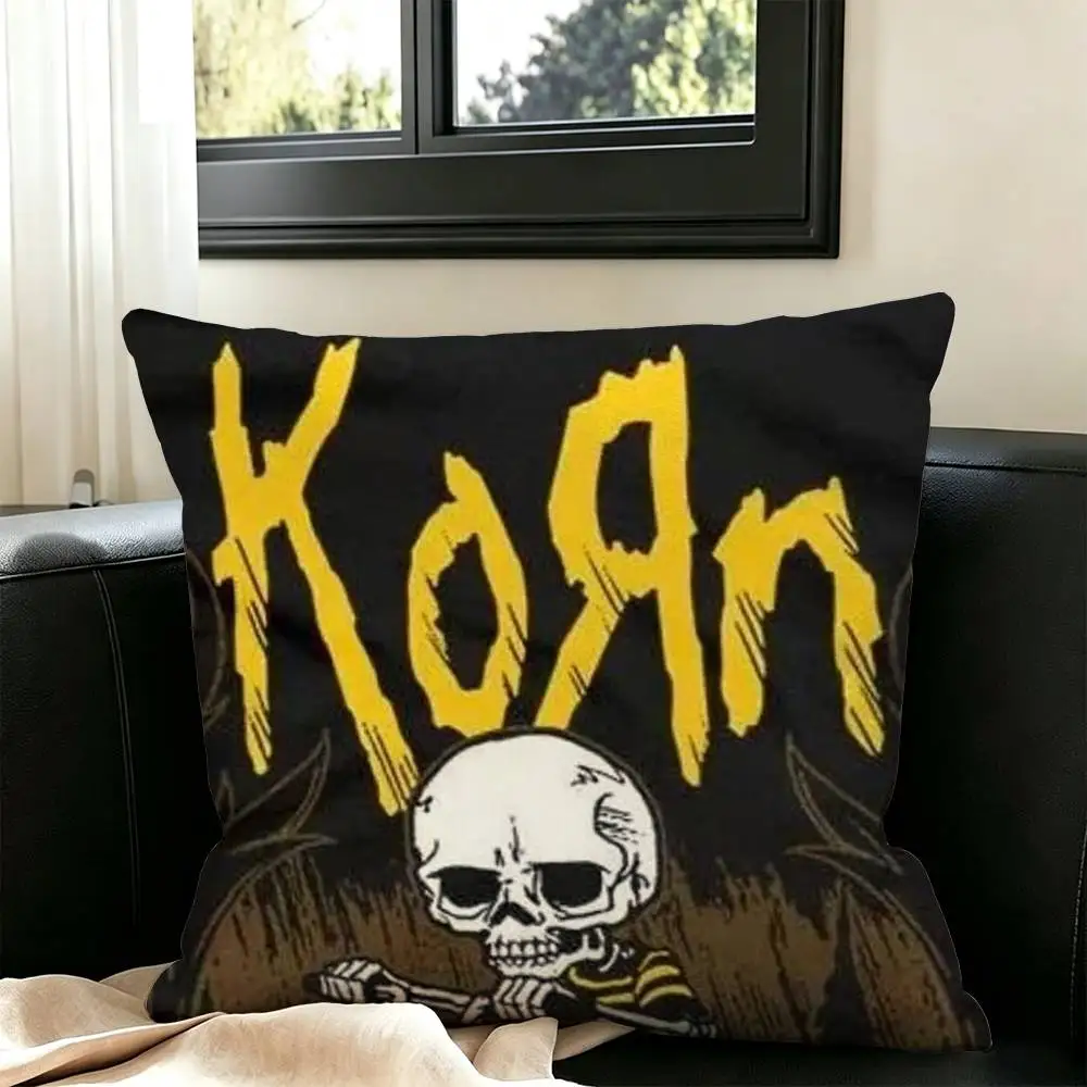 Fashion Band Rock Korn  Square Double-Sided printed Pillow Case Bedroom Bedside Pillow Sofa Cushion Cover