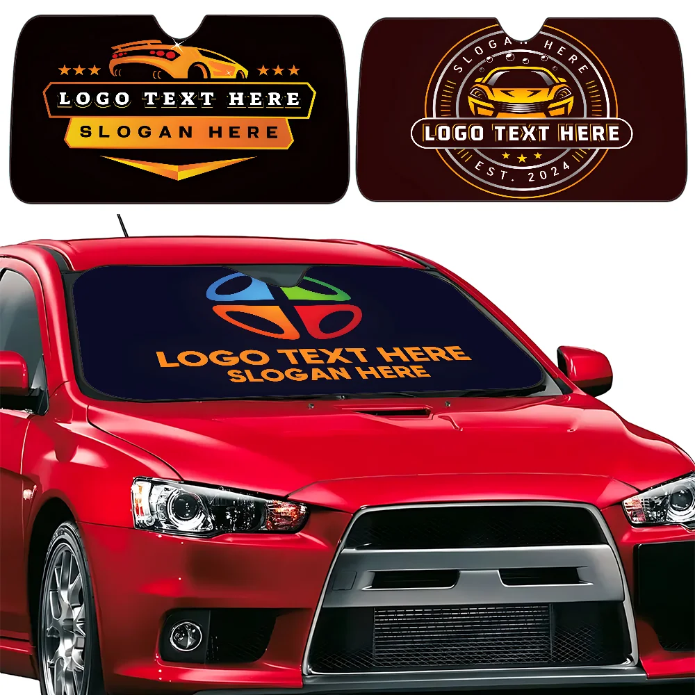 

LOGO TEXT HERE Car SunShade Windscreen Front Window Visor 70x130cm Sun Visor Solar Protect Plaid Gift Novelty Car