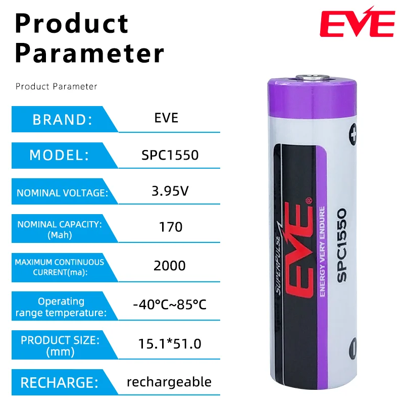 EVE SPC1550 3.6V High Magnification Lithium Lon Battery Capacitors For Lntelligent Instrument Sensors GPS Locators LoT Devices