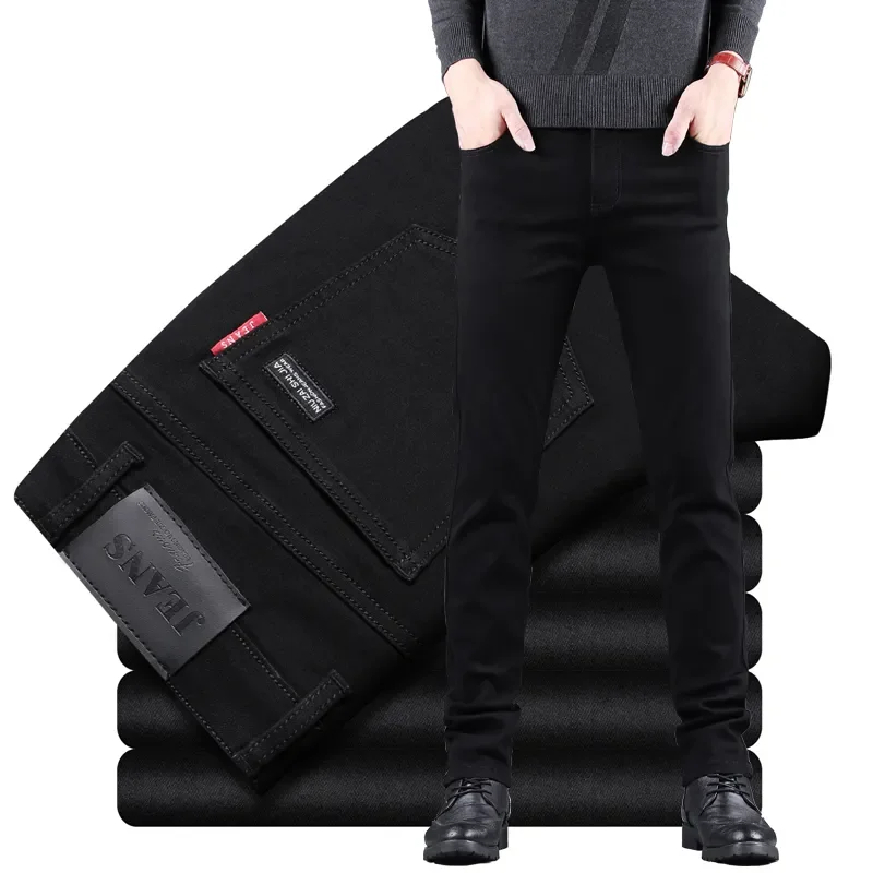 Business Casual Jeans Men Black Slim Fit Stretch Denim Trousers Male High Quality Luxury Pants Men Clothing