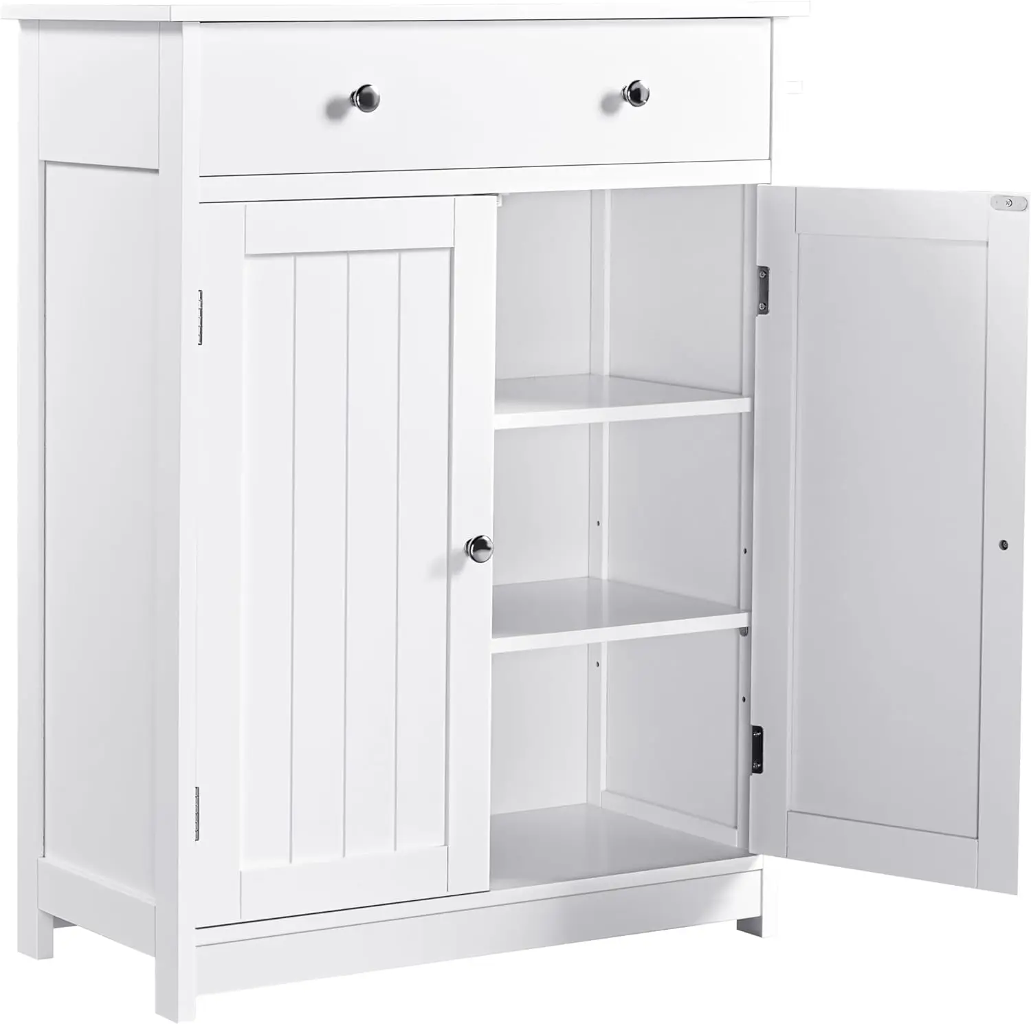 Badschrank Küchenschrank Kommode Aufbewahrungsschrank mit Schublade und Doppeltür Badezimmer 60 x 30 x 80 cm LBH Weiß