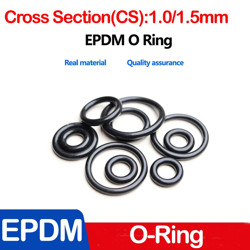 CS 1/1.5mm,EPDM O Rings Outer Diameter 3-100mm Acid and Alkali Resistance Water Resistance Friction Resistance Black,OD 3-100mm