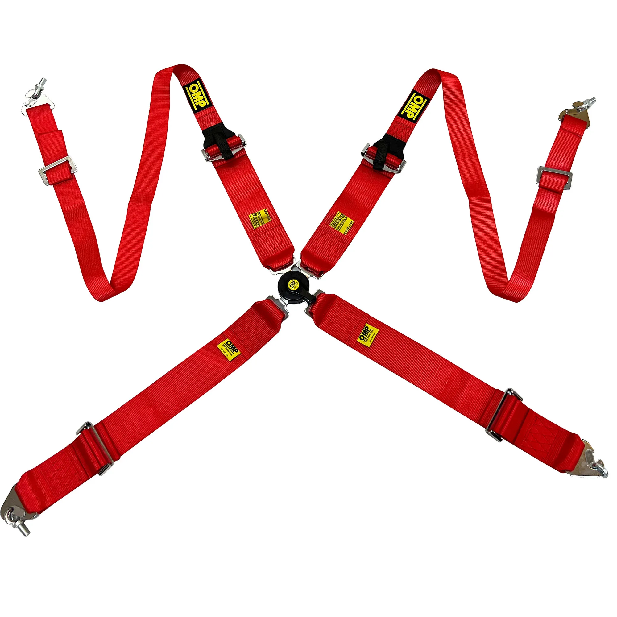 SAFETY HARNESS IN POLYESTER FOR FORMULA CARS- 4 POINTS - PULL UP, ADJUSTER,3 INCH +2 INCH,RED