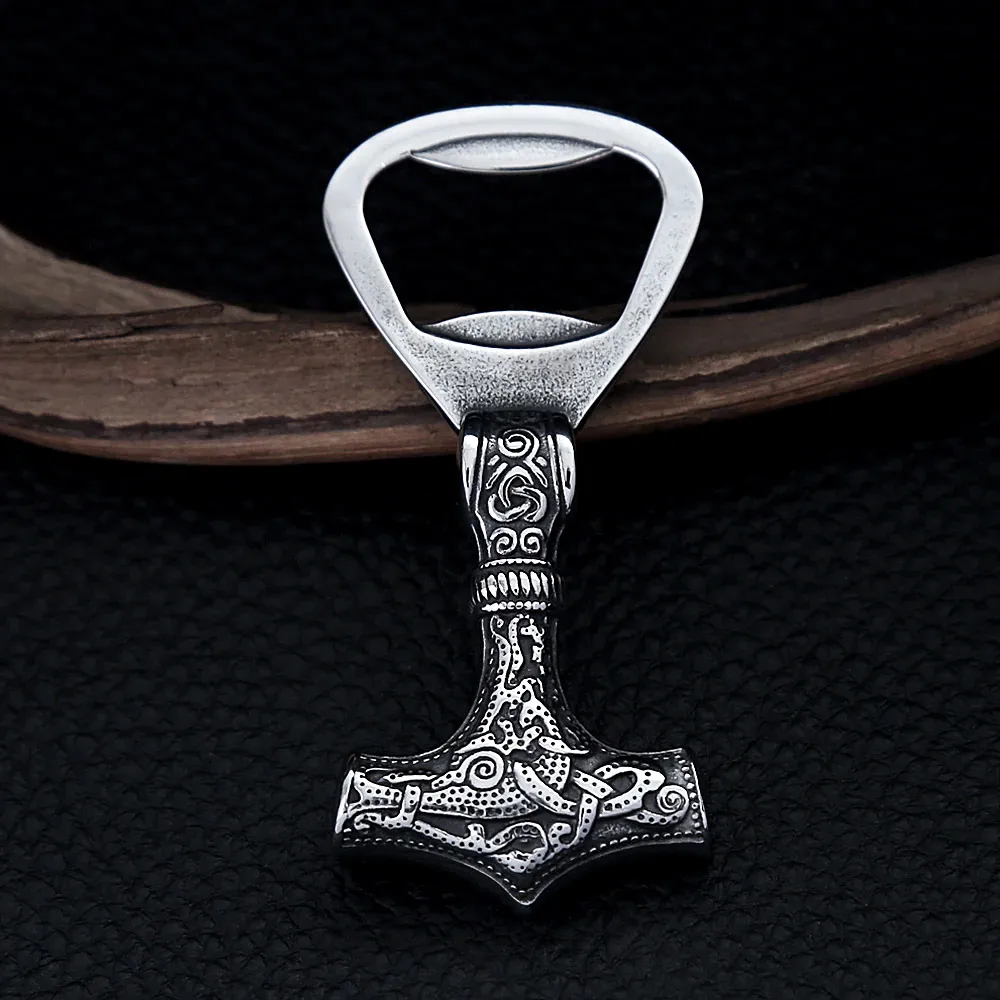 Viking Thor Mjolnir Hammer Stainless Steel Bottle Opener Nordic Celtic Knot Amulet For Men Women Street Fashion Jewelry Accessoy