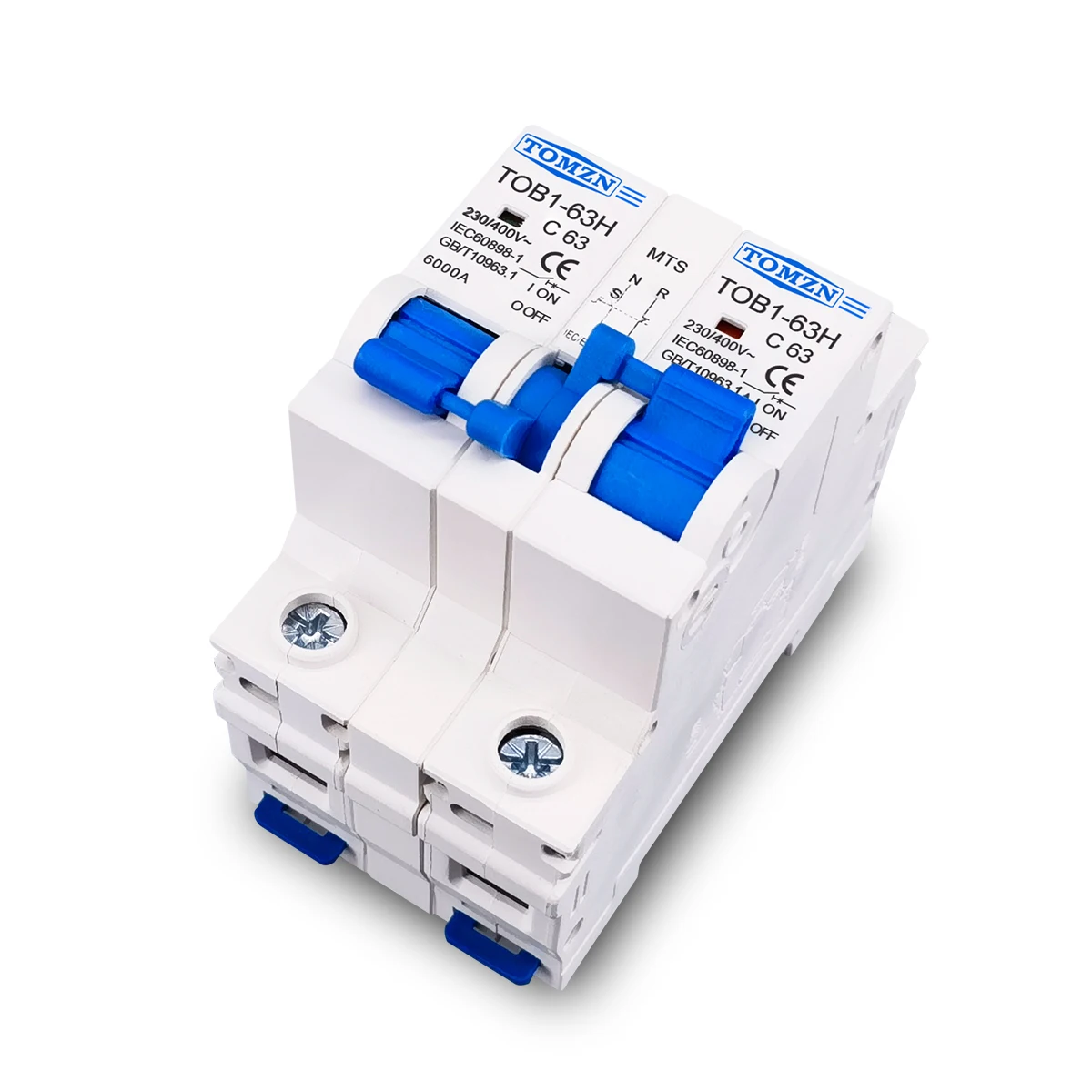 TOMZN 1P+1P 2P+2P MTS Changeover Switch Circuit Breaker Interlock 230VAC 63A Short-circuit Protective Device Overload Protection