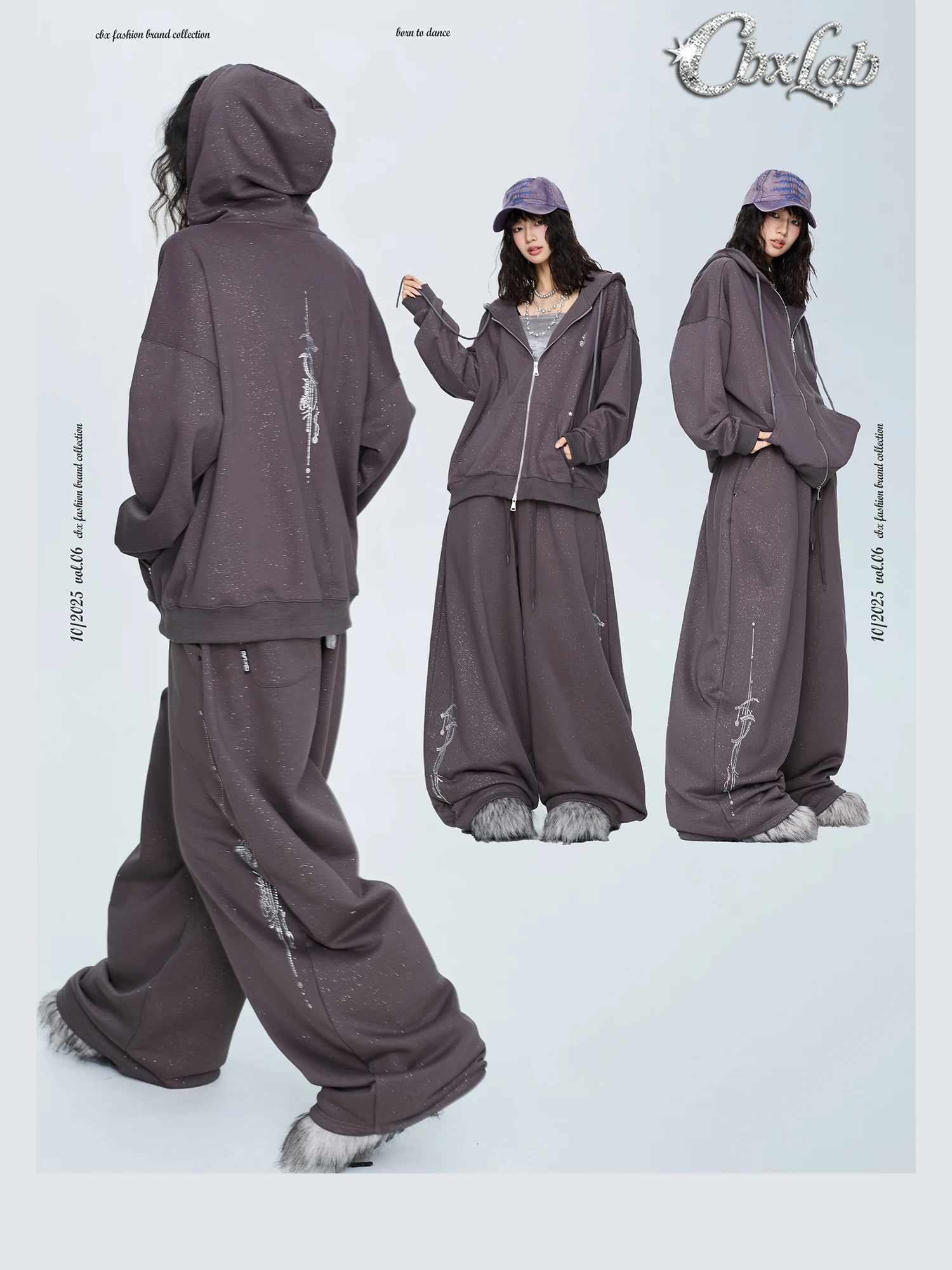 

CBXLAB Y3K Galaxy Rhinestone Glossy Hoodie Jaet American Punk Hip Hop Street Dance Sport Pants Loose Fit Diamond Embellied