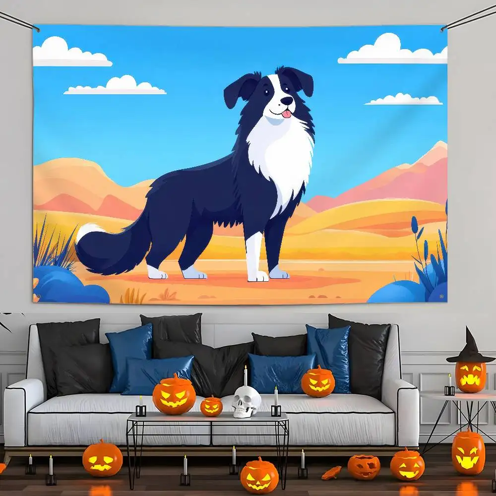Anime Border Collie Flagge Benutzerdefinierte Flaggen Wandbehang Tapisserie Outdoor Dekorative Flagge Hintergrund Decke