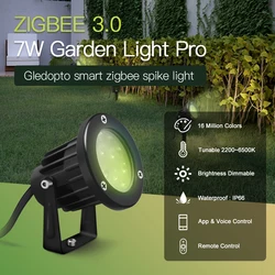 Gledopto Zigbee3.0 LED Home garden Lamp 7W 24V RGBCCT Landscape Lawn Light Hub APP/Voice/Remote Control Yard Outdoor decor