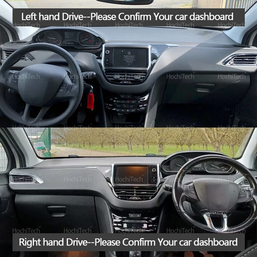 Imagen 2 del producto Para Peugeot 208 2008 A9 A94 GT Line 2013-2018 estilo de coche gamuza cuero negro/marrón Dashmat tablero cubierta Pad Dash Mat alfombra