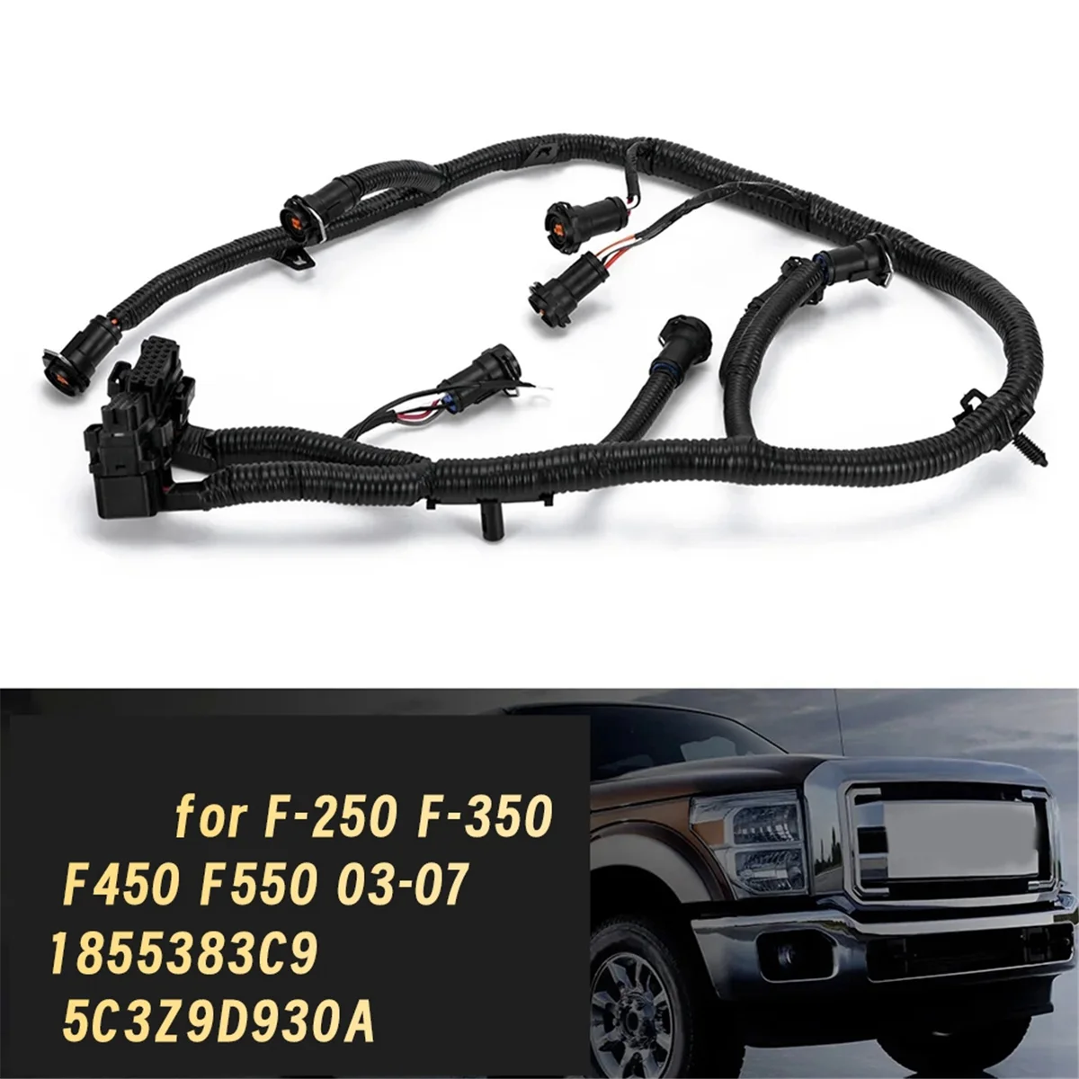 6.0L Powerstroke Diesel Fuel Injector Wiring Harness for Ford F-250 F-350 F450 F550 03-07 1855383C9 5C3Z9D930A