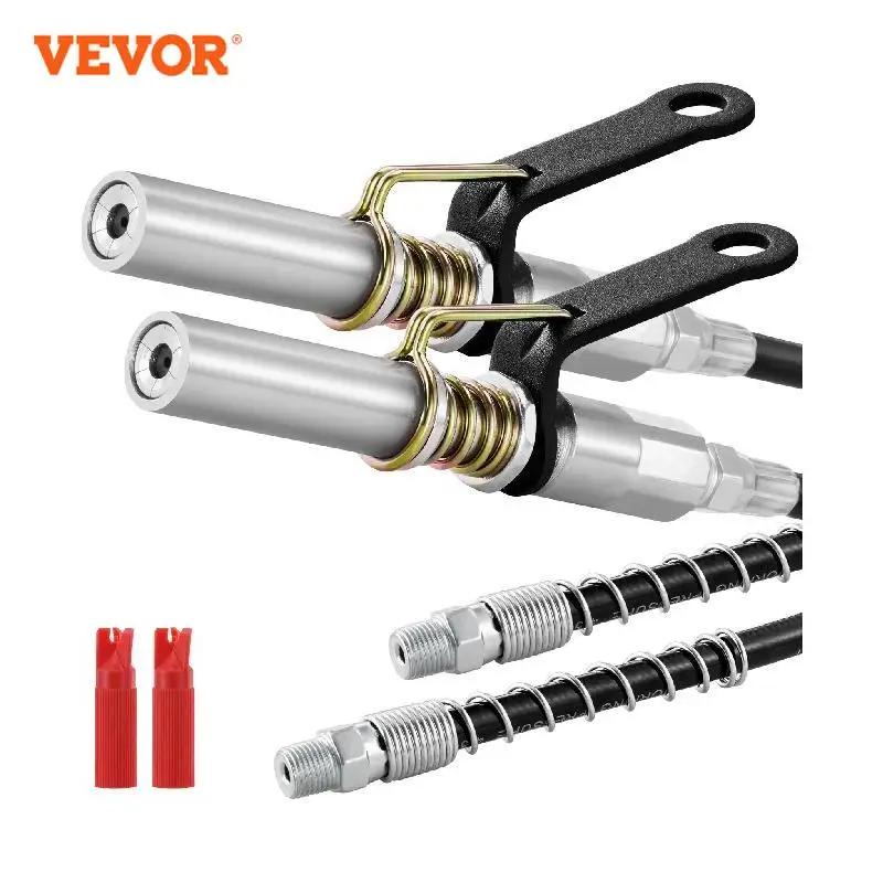 

VEVOR 2 PCS Grease Gun Coupler 10000PSI 6-Jaw Locking Oil Nozzle Tip with Hose Cleaner 1/8" NPT Fittings for Automobiles Work