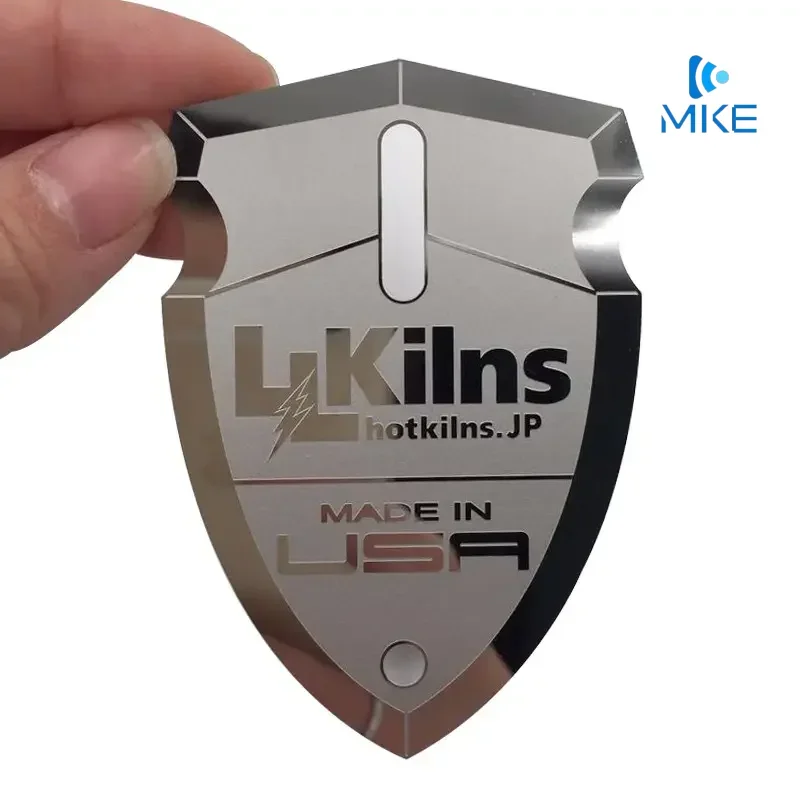 

Custom Car Silver Mirror Stainless Steel Metal Badge Label Tag Card